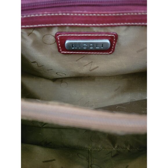 Nicoli Italia Blood Red Leather Handbag Shoulder Bag - Made In Italy - Picture 7 of 10